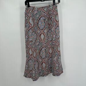 Harolds Women Silk Boho Midi Skirt Size 2 Paisley Cottagecore Vintage Y2K Floral